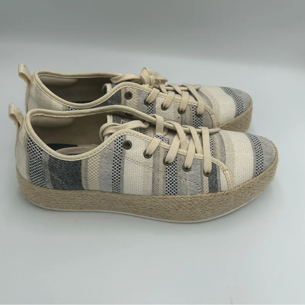 Bobs Skechers Women’s Sesame Espadrille Sneakers Shoes Size 9 Woven Striped Jute